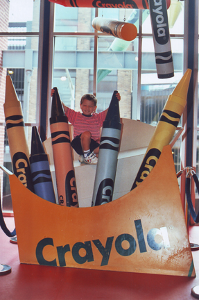 Louis having fun with big crayons
