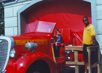 Louis drives and old Fire Truck