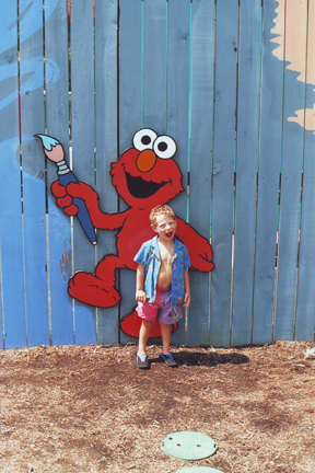 Louis & Elmo on Fence