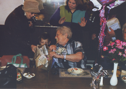 L-R Standing: Grandma Marion Parnes, Cousin Mindee Rosenberg, Sitting Louis & GG Sherry