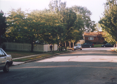 Walking to the corner for the bus