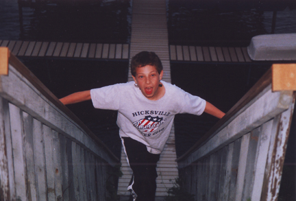 Louis Parnes, up the stairs of a dock