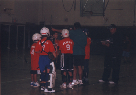 The team huddles