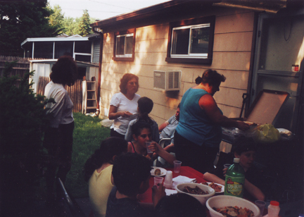 Aunt Carrie on left, Andrea F in mifddle, Jill at Pizza.