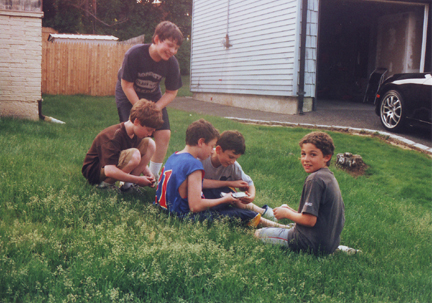 Louis on the grass in front w  (from left) Branded S, Henry L, Drew F & Blase S 