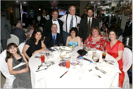 Our diner table (L-R) Rachel  & Rhonda Levy, Hale & Elaine Kurpit, Jill Parnes & Gail Elis, (standing) Allen Levy, Howard Parnes & Alan Elis 