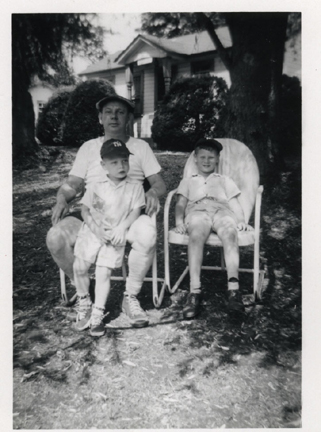 Abraham, Howard & Jeffrey Parnes in front of our Bungalow