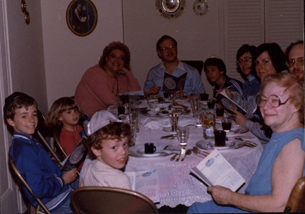 Forground, L to R Aaron Spahn, Sarah, Adam & Marion Parnes, Background  L to R Nancy & Howard Parnes, David & Judy Spahm, Daria & Jeffrey Parnes